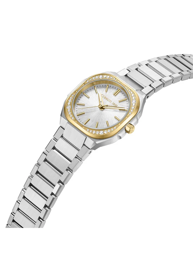 CERRUTI 1881 Leadri Silver Dial Stainless Steel Bracelet Analog Watch for Women, 32mm